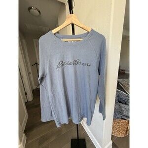 Eddie Bauer Men's Dusty Blue Long Sleeved Crew Neck Sleep Shirt S